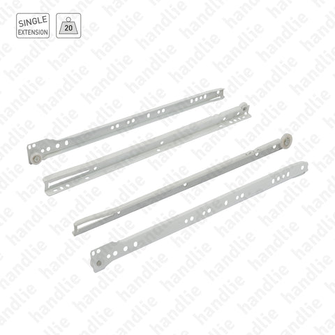 COR.305 - Corrediças para gavetas - Série económica - Extração parcial - 20Kg