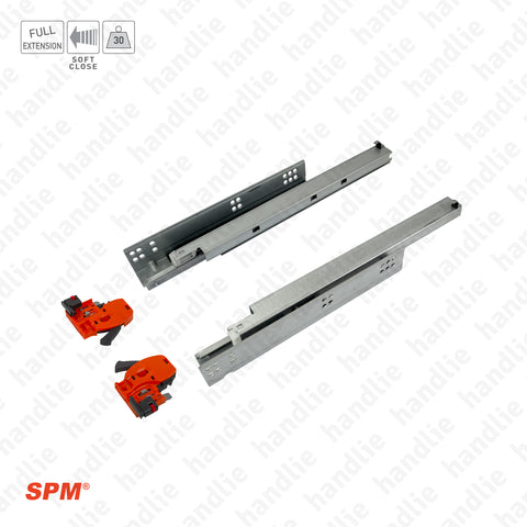 COR.818 - Corrediças ocultas para gavetas / Extração total / 30Kg