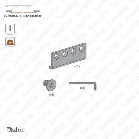 ACE.989.02 - SF - RUSTICO 80G - Kit de união para 2 sistemas - até 80kg | SAHECO