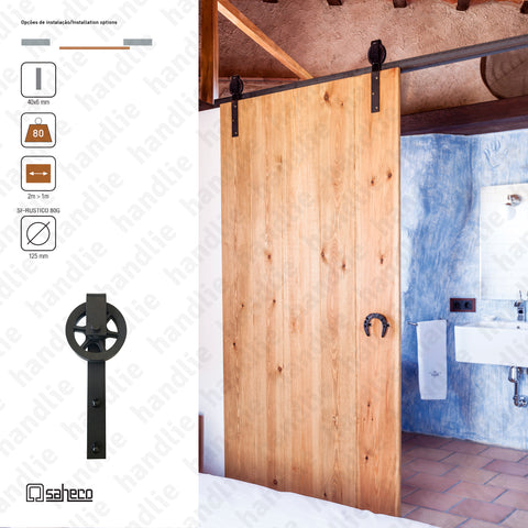 KIT.989.05 - Rustico Timber / SF - RUSTICO 80G - até 80kg por porta - Portas até 1m - 1 Folha | SAHECO