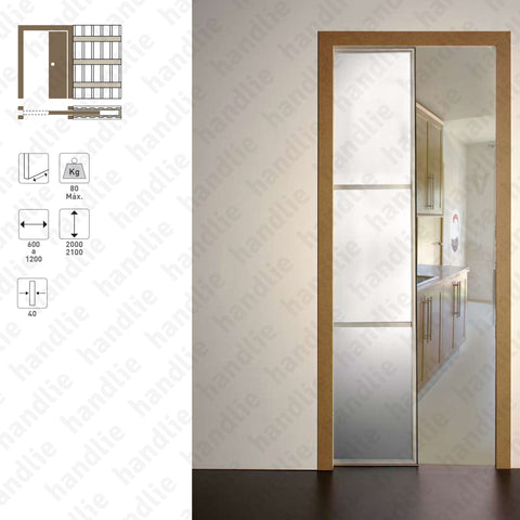 BKE.11 - Estrutura/Cassete pré-montadas para portas correr 1 folha - Parede Gesso