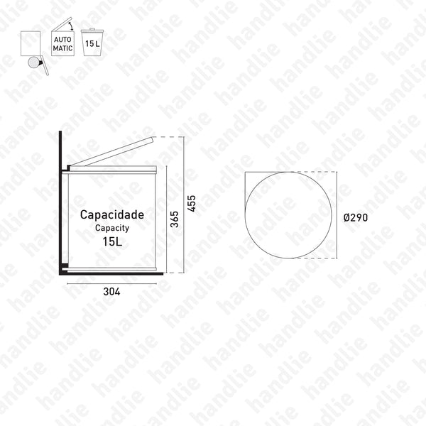 BL.3515.10 - Balde para lixo para móvel de cozinha