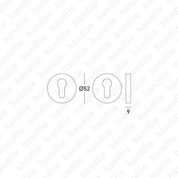 ENT.IN.80Y - Par de entradas de chave redondas para cilindro Ø52x9mm