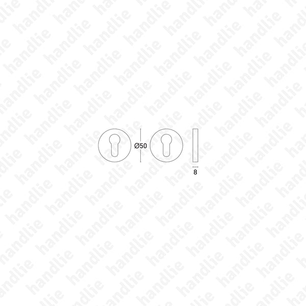 ENT.IN.82Y - Par de entradas de chave para cilindro redondas Ø50x8mm