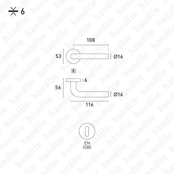P.IN.8162.06 - Par puxador Ø16 | Roseta 6mm