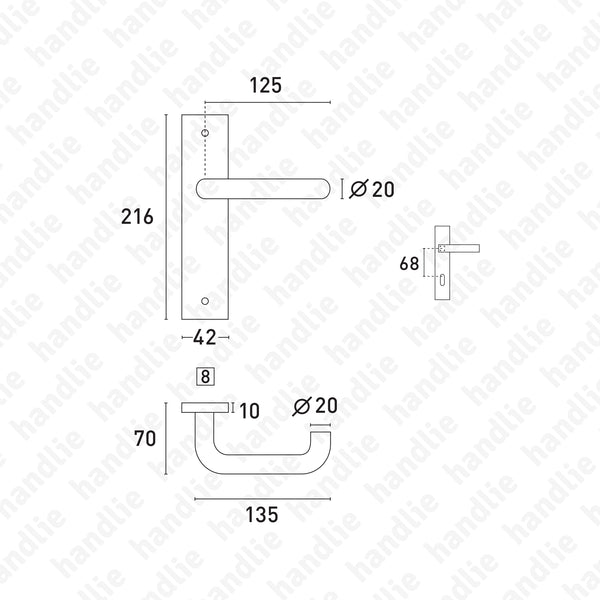 P.IN.8541.216 - Par puxador - Inox