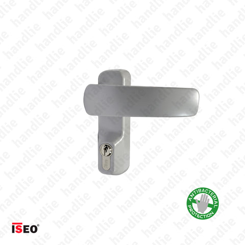 TRIM 9401.1007T - Puxador móvel cinza c/ cilindro (chave) para barras anti-pânico ISEO/DEA