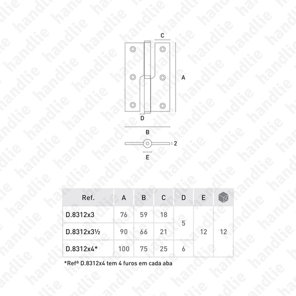 D.8312 - Dobradiça ½ Balanço - Inox Preto Fosco