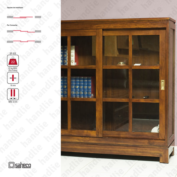 Substenta Timber KIT SF-22 - Sistemas para portas de correr para móveis e armários em madeira / Apoiadas - Até 22Kg por folha | SAHECO