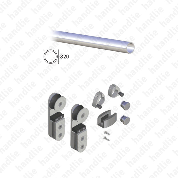 SV-I46 - Jogo de roldanas e perfil para portas de correr passagem em vidro - Até 45Kg - INOX | SAHECO