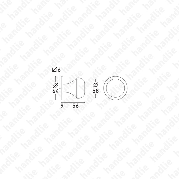 P.5152 - Par puxador (Ø58) - Latão + Porcelana