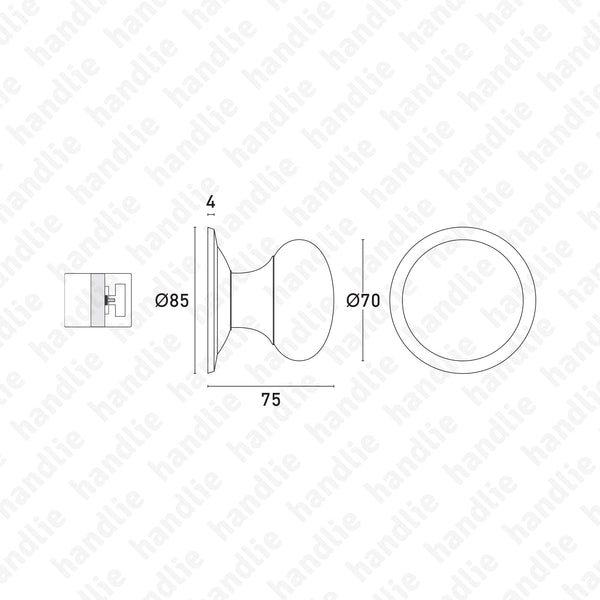 PF.5336 - Puxador simples fixo (Ø70) - Latão