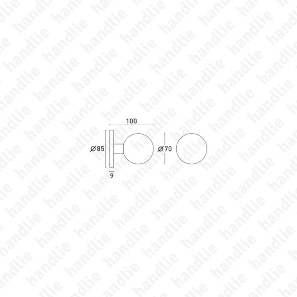 PF.IN.8844A - Puxador simples Fixo (Ø68) - Inox