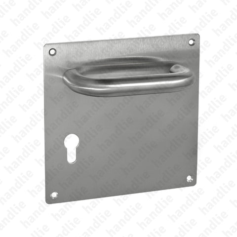 P.IN.8571 - Par puxador com placa quadrada - Inox