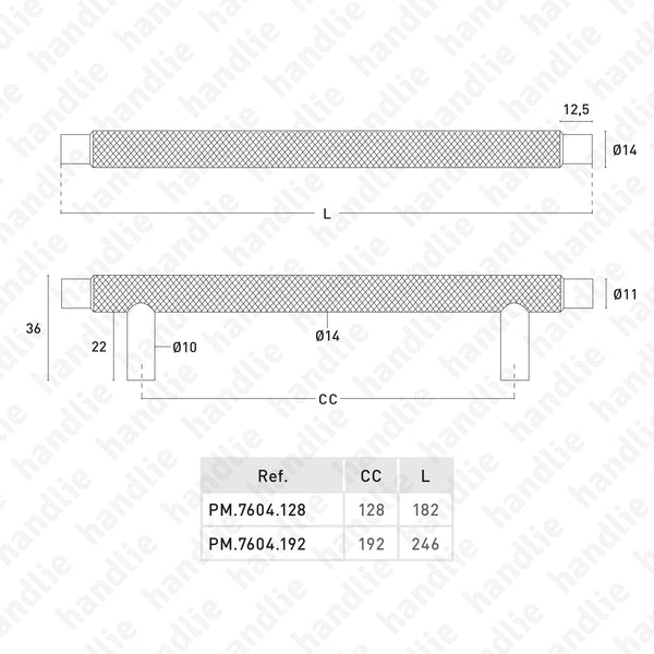 PM.7604 | MANOR - Puxador para mobiliário - CC 128 / CC 192