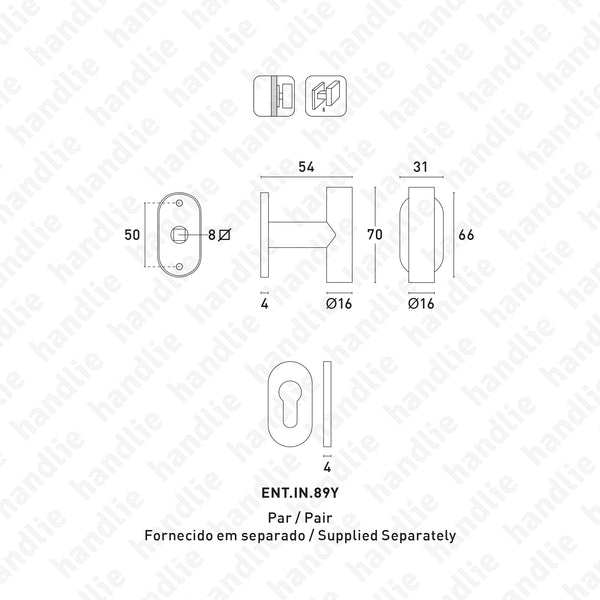 PR.IN.8804 - Puxador simples Rotativo Ø16 roseta 4mm - Inox