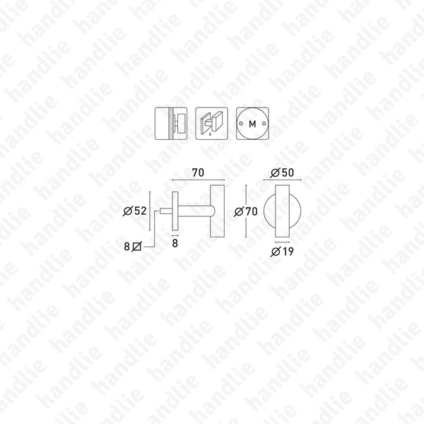 PR.IN.8805 - Puxador simples Rotativo - Inox