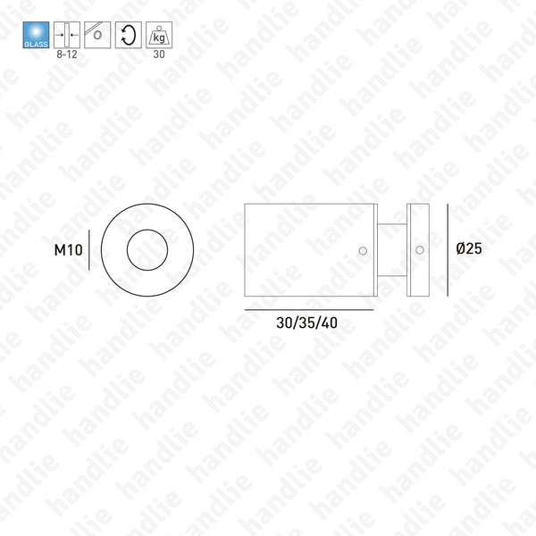 SV.7020 - Suporte parede/ vidro